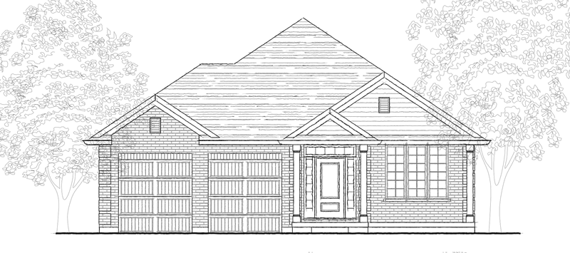 Schematic of the front view of a one storey house